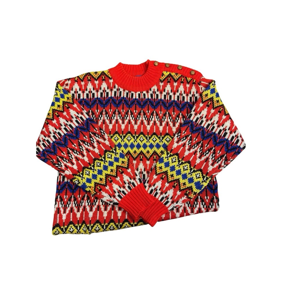 Vintage Tommy Hilfiger Knitted Jumper Sweater 100% Wool Fair Isle Ski Colorful - Picture 15 of 15